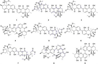 Aculeaxanthones A–E, new xanthones from the marine-derived fungus Aspergillus aculeatinus WHUF0198